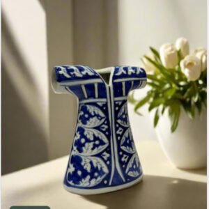 Handmade Blue and White Kurta-Shaped Vase