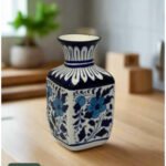 Hand-Painted Floral Vase (Square Shape)