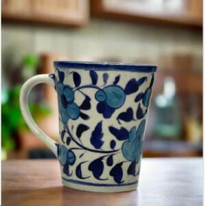 Elegant Blue and White Floral Coffee Cup